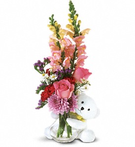Teleflora's Bear Hug Bear with Pink Roses in Hartley IA, Jackie's Floral Center