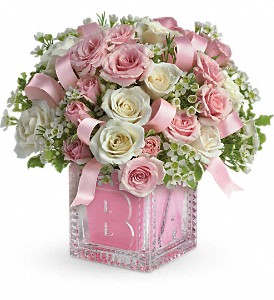 Baby's First Block by Teleflora - Pink in Hartley IA, Jackie's Floral Center