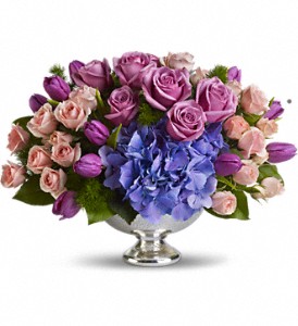 Teleflora's Purple Elegance Centerpiece in Hartley IA, Jackie's Floral Center